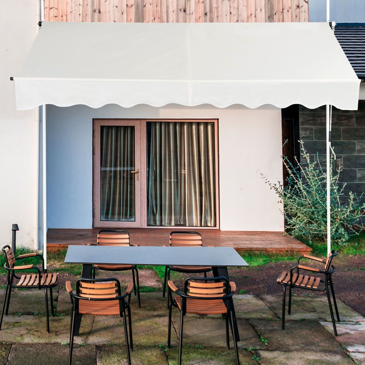 Coast Ausziehbares Vordach Sonnenvordach mit manueller Kurbel-Höhenverstellung 250 x 120 cm beige