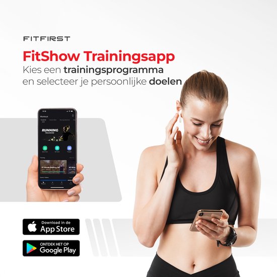 FitFirst® Jogger - Laufband mit eingebauten Lautsprechern und App - Zusammenklappbar und mobil - Mit Fernbedienung - Display mit Trainingsinformationen - Telefonhalterung - Bluetooth - Heimtrainer Fitness - Ideal für unter dem Schreibtisch