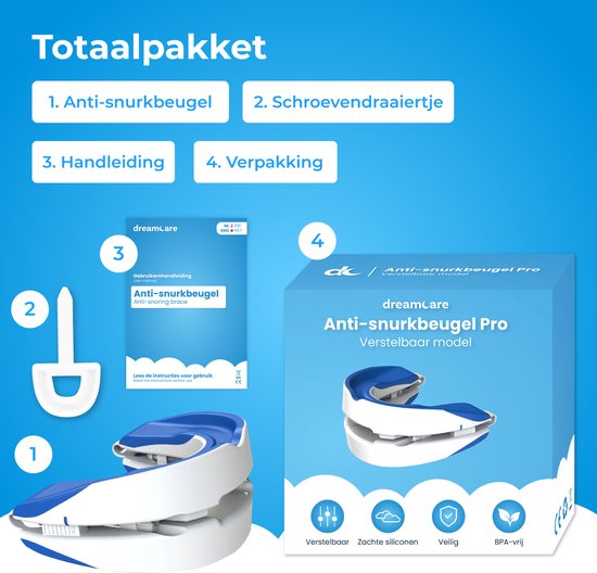 DreamCare Anti Snore Brace Pro - Verstellbar - Inkl. eBook - Schnarchspange - Schnarchgebiss - Schnarchen