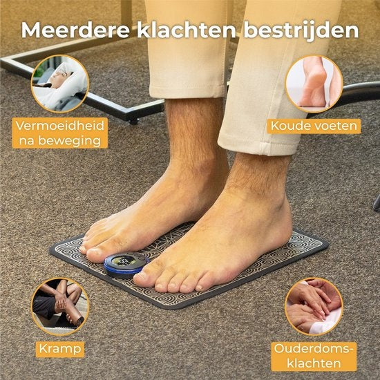 Nuvance - Fußmassagegerät mit Steuerung - EMS-Massagematte - Stimuliert die Durchblutung - Kabellos - Schwarz