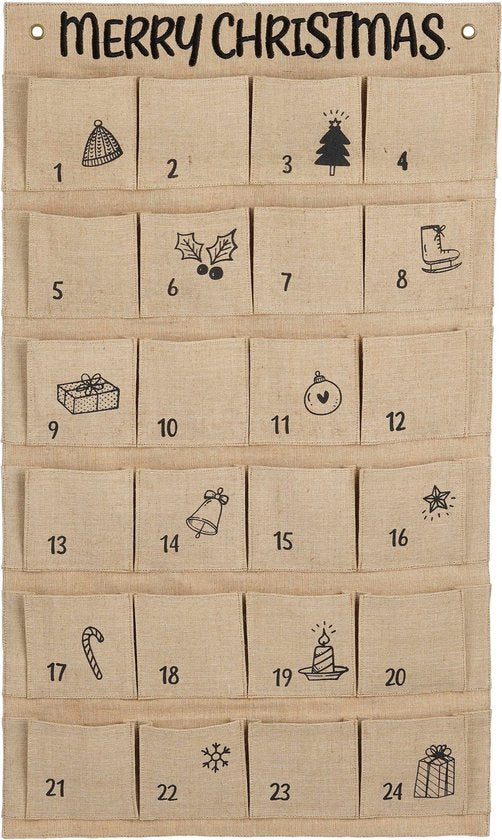 House of Seasons Adventskalender - L85 x B50 cm - Jute - Braun