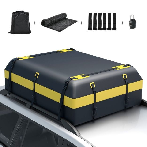 Coast Waterproof Roof Carrier for Vehicle 595 L Roof Bag Anti-Rutsch-Matte Pad Lock 10 Straps 6 Door Hooks 1 Bag with Drawstring