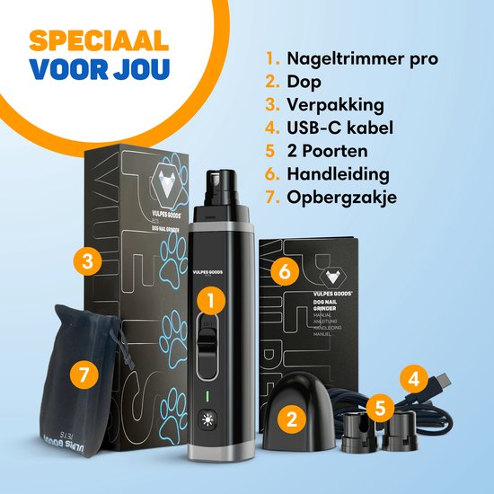 Vulpes Goods®Home Elektrische Nagelfeile - Diamantfeilenkopf - Wiederaufladbar - Schwarz