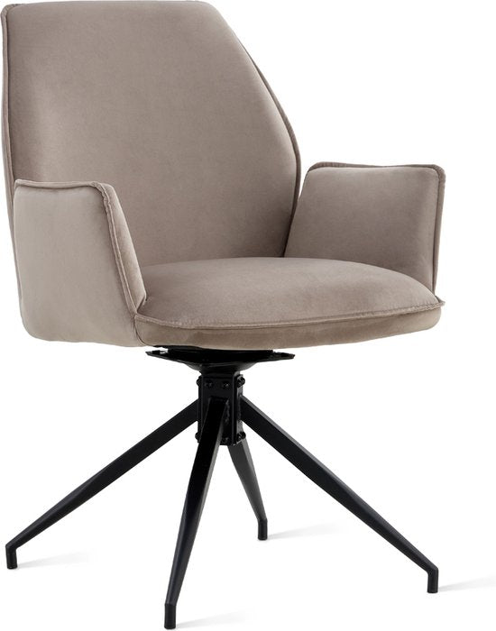 Multifurn Esszimmerstuhl - 2er-Set - 180° drehbar - 57 x 63 x 90 cm - Taupe