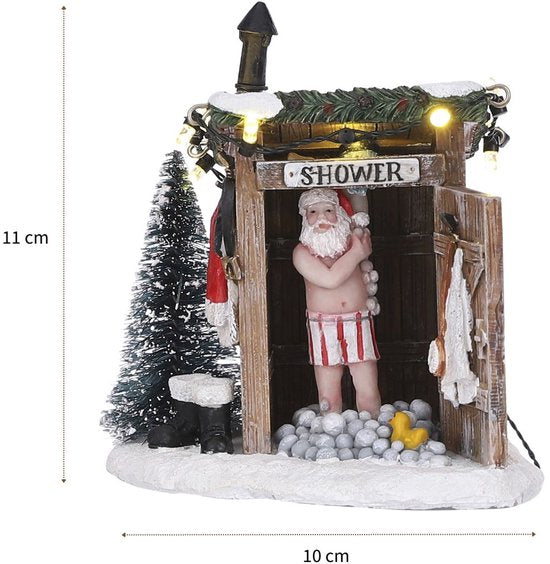 Luville Weihnachtsdorf Miniatur-Weihnachtsmann ohne Kleidung – Weihnachtsdekoration für Ihr Weihnachtsdorf – Weihnachtsdekoration für den Innenbereich – Girlande mit Lämpchen und warmweißer Beleuchtung – L 10 x B 8,5 x H 11 cm