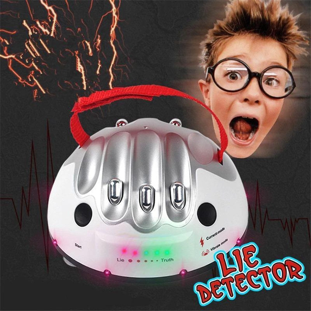 Lügendetektorspiel - mit Elektroschock - Partyspiel - Für Kinder geeignet - Weiß