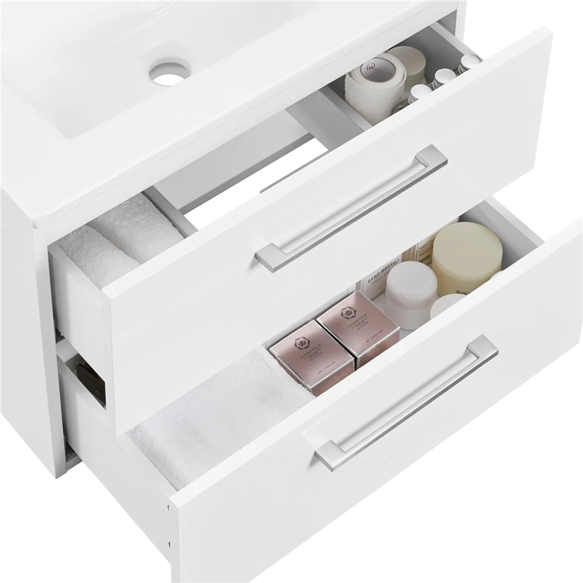 Yaheetech Hängender Waschtischunterschrank mit Keramikwaschbecken – 2-teilig – 61 x 39,5 x 45,5 cm – Weiß