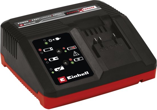 Einhell Schnellladegerät – Power X-Change – 18 V – Ladestrom: 4 A – Integrierte Wandhalterung – Geeignet für alle Power X-Change-Akkus