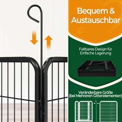 Yaheetech Puppy Spielbox, 8-teilig – Schwarz – 200 x 68 x 80 cm – Zusammenklappbar