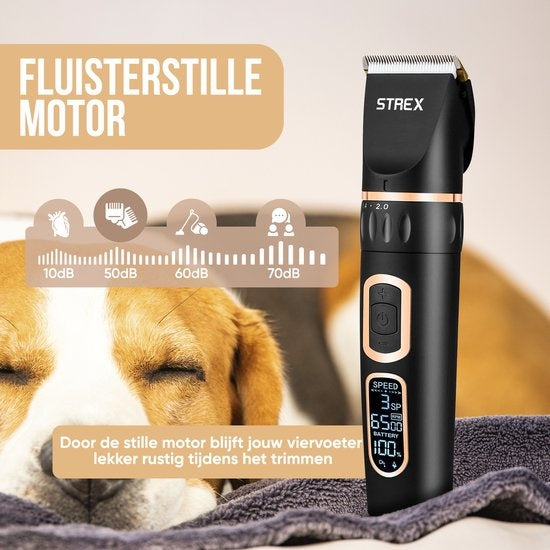 Strex - Schermaschine - Kabellos - für Hund & Katze - mit LED Display - Schwarz
