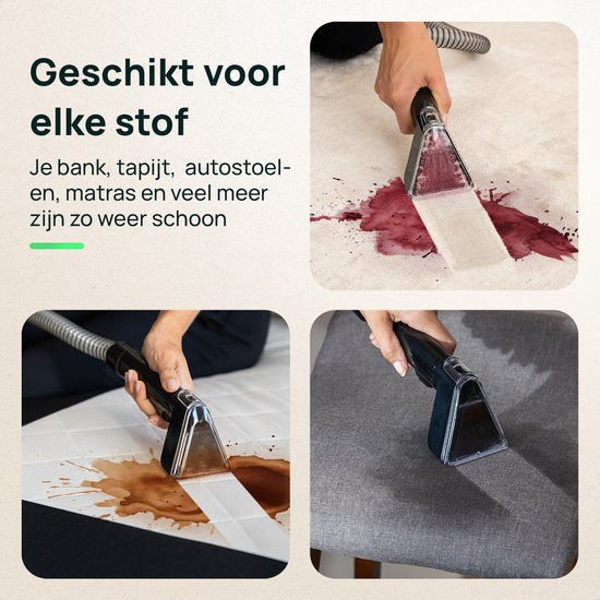 Skrub 4 in 1 Kompakt-Teppichreiniger mit Heißwasser - Beheizt bis 60°C - Fleckenreiniger - 4 Aufsätze - 1200 Watt - Sofa-Reinigungsmaschine