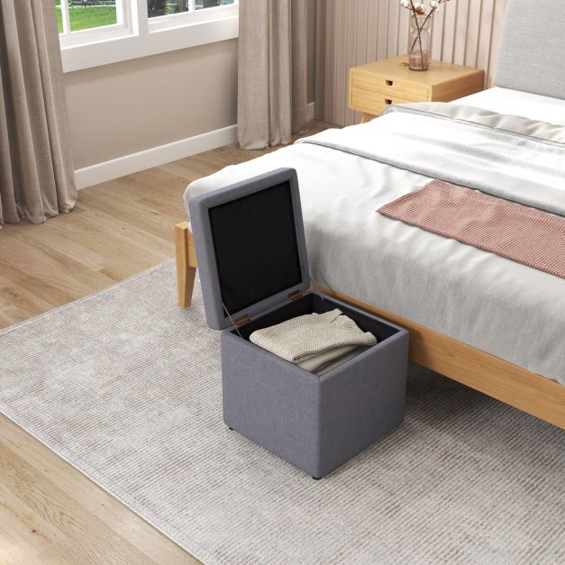 Coast Hocker - Aufbewahrung - 35L - Leinenpolsterung - 40 x 40 x 40cm - Grau