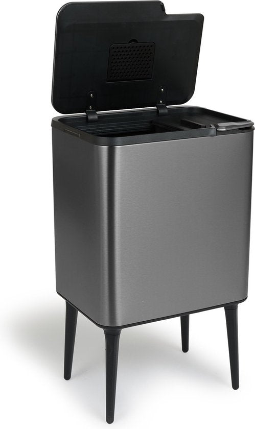 Umuzi Cleaning Push bin Mülleimer - 36 Liter - Metallic grau - 48 x 38 x 54,5 cm