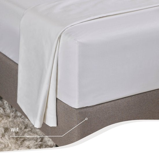 Home by TEMPUR - Topper Spannbetttuch - 180 x 200 x 9 cm - Weiß & Baumwollsatin - Bügel- und trocknerfrei - Luxuriöser Glanz und seidenweicher Schlafkomfort