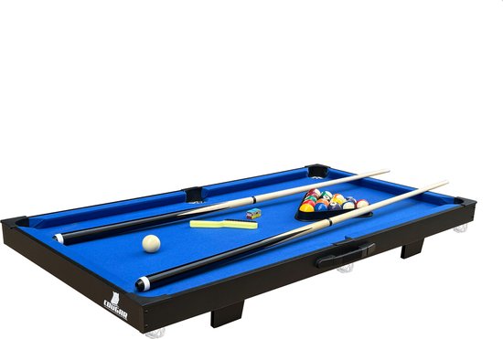 Cougar 3-in-1-Multispieltisch Mini Schwarz-Blau – Billardtisch – Push-Hockey – Tischtennis – Inklusive sämtlichem Zubehör