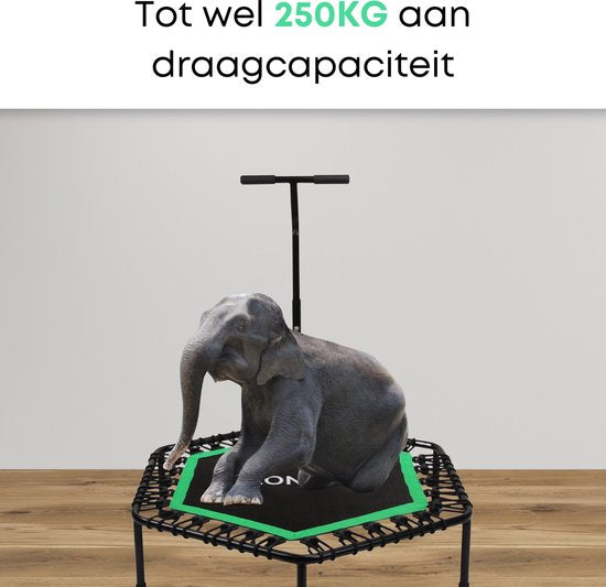 Zonovi Fitness Trampolin - Kapazität 250 KG - Mini-Trampolin - Kleines Trampolin - Sport-Trampolin - Rebounder - Bouncer - Mit Gummibändern - Schwarz - Grün - 106 cm - 42 in.