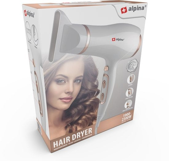 alpina Fohn - Haardroger - 2300W - Coolshot - Wit/ Rosé