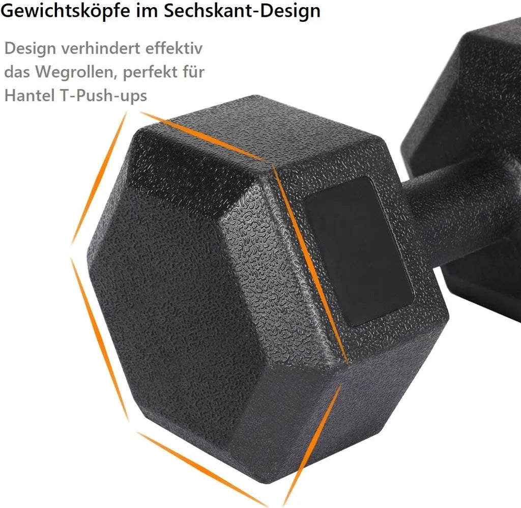 Yaheetech Hexagon-Hantelset 2 x 4 kg – Schwarz – Rutschfeste PVC-Hanteln für das Krafttraining