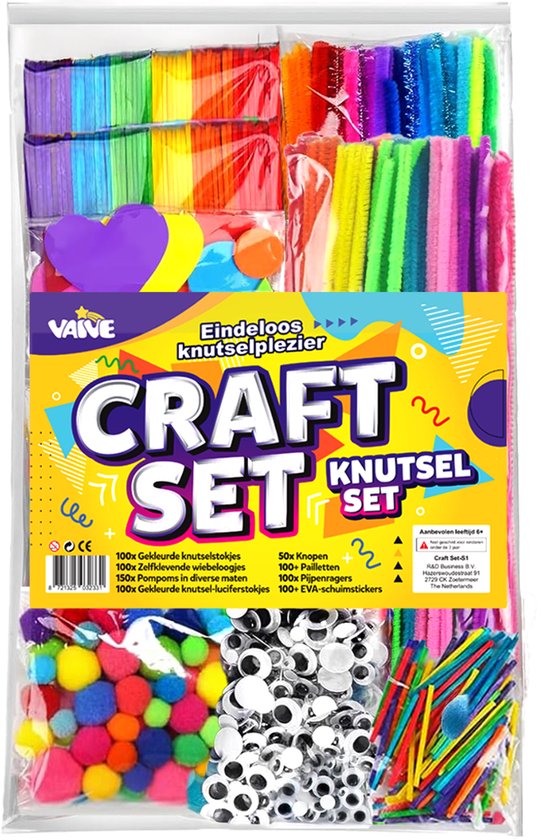 Vaive Bastelset 800-teilig - Basteln Mädchen & Jungen - Perlen, Federn, Pompons & Wackelaugen - Bastelkoffer - Bastelwerkzeug - Bastelsets