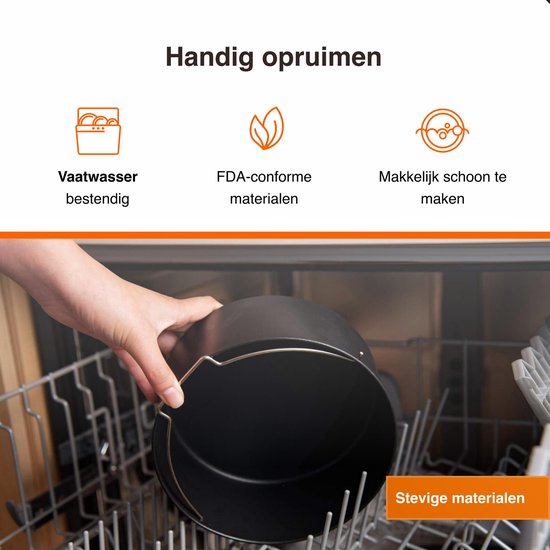 Airfryer-Zubehör 7-teilig Ø 20cm Schwarz Inklusive Kochbuch