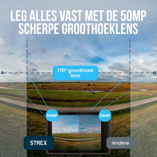 Strex - Action Cam - 5K - 50MP - 60FPS - 30M Wasserdicht - WiFi - Touchscreen - inkl. Zubehör - Schwarz