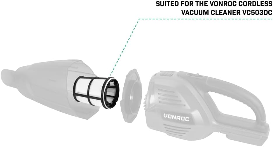 VONROC VC815AA Filter für den Handstaubsauger VC503DC – 8 x 5,7 x 8,5 cm – Grau