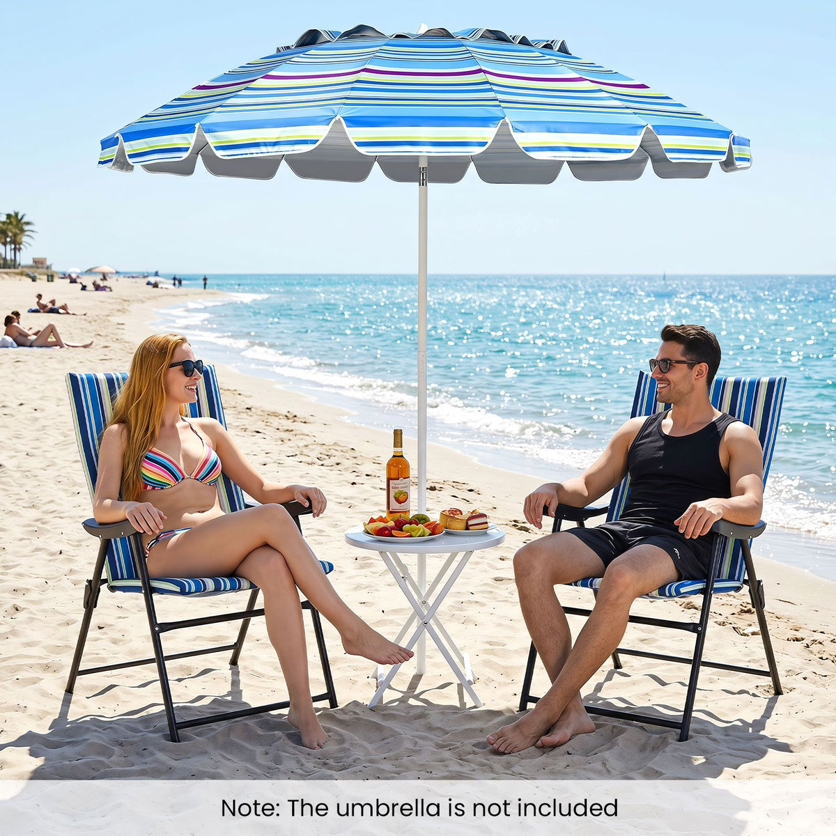 Klappbare Strandstühle, 2er-Set – Blau/Grün – 150 kg – Breite Sitzfläche – Mit Armlehnen