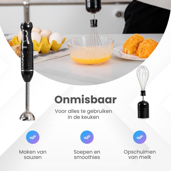 GoodForce - Edelstahl Stabmixer - 6 in 1 Stabmixer Set mit Zerkleinerer - Smoothie Maker - Schneebesen - Quirl - 600 ml Mixbecher