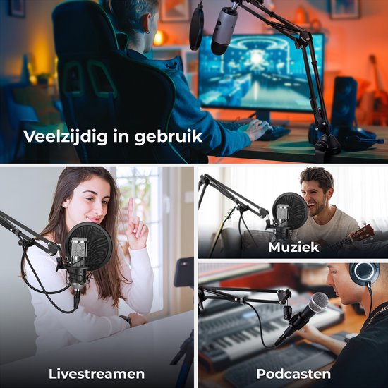 Neewer Mikrofonarm - Boom Arm - Mikrofonständer ohne Mikrofon - Mikrofonständer - Schwarz