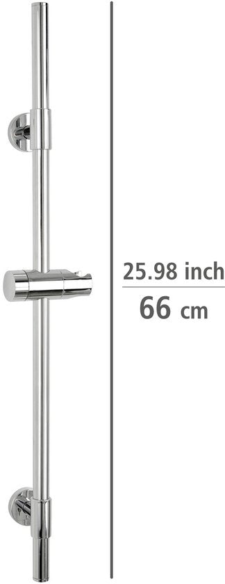 WENKO Duschstange Basic aus Edelstahl, verchromt, Länge 66 cm, Durchmesser 19 mm, mit Duschkopfhalter und 2 Wandhaltern – Duschstange, verchromt