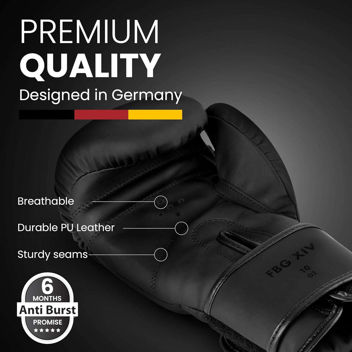 FIGHTR® Premium Boxhandschuhe - ideale Stabilität & Schlagkraft | Punchinghandschuhe für Boxen, MMA, Muay Thai, Kickboxen & Kampfsport 12oz