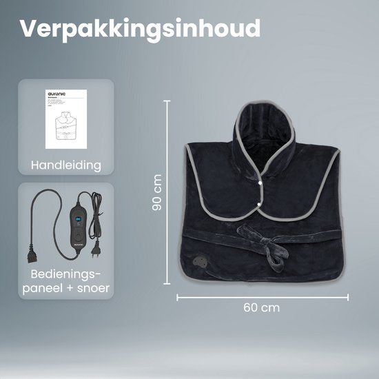 Auronic Heat Pad - Elektrische Heizdecke für Nacken, Schultern und Rücken - Waschbar - Energieeffizient - Heizdecke - Schwarz