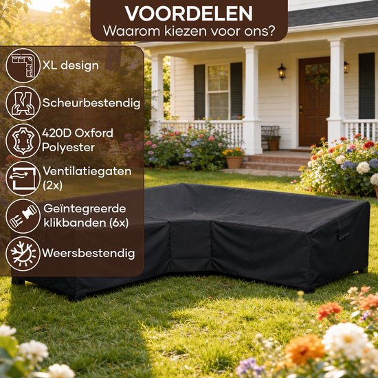 Villux Schutzhülle für Gartenbank – Schutzhülle für Gartenmöbel – Hülle für Gartenmöbel – Hülle für Gartenset – Loungeset – Wasserdicht – Hülle für Loungeset – 420D - 300/98 x 300/98 x 70 cm