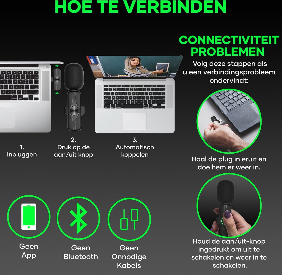 MATTI® 2-in-1 - Drahtloses Mikrofon - USB-C - Mikrofon - Tie Pin Mikrofon - Android & Laptops