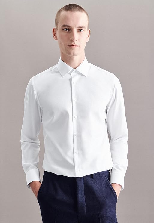 seidensticker Business Hemd Slim Fit Bügelfrei Kent Langarm Herren Business Hemd (1-Pack) - Größe 43 - Weiß