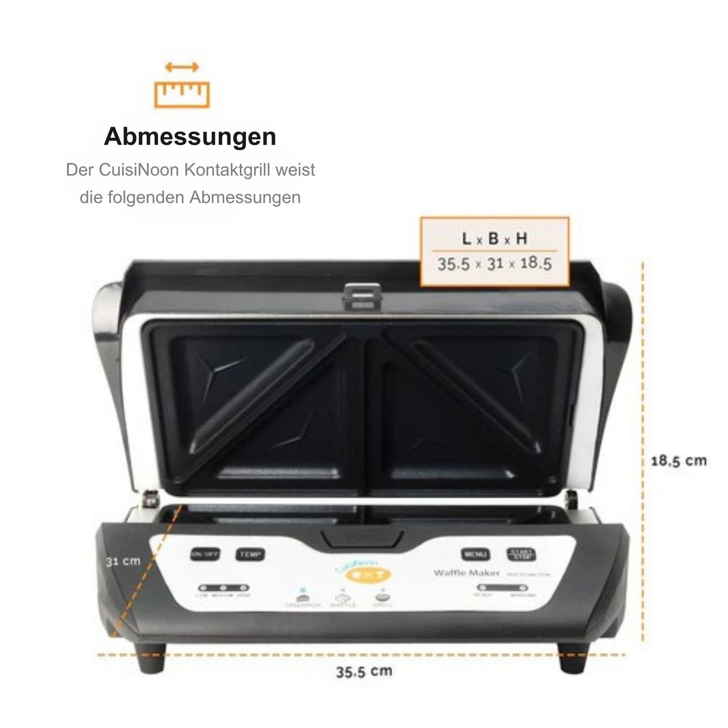 CuisiNoon® - Premium Multifunktions-Waffeleisen - Toast- und Grillgerät - Sandwichmaker - Schwarz