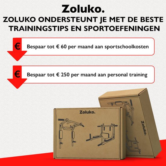 Zoluko Professional Dip & Pull Up Bar Wandhalterung - 200kg Tragkraft - Dip Station - Inkl. E-Book - Einfache Montage - 2 in 1 Klimmzugstation und Dip Station für den Heimsport - Klimmzugstange Fitness - Dip Bars - Chin Up Bar - Schwarz/Rot