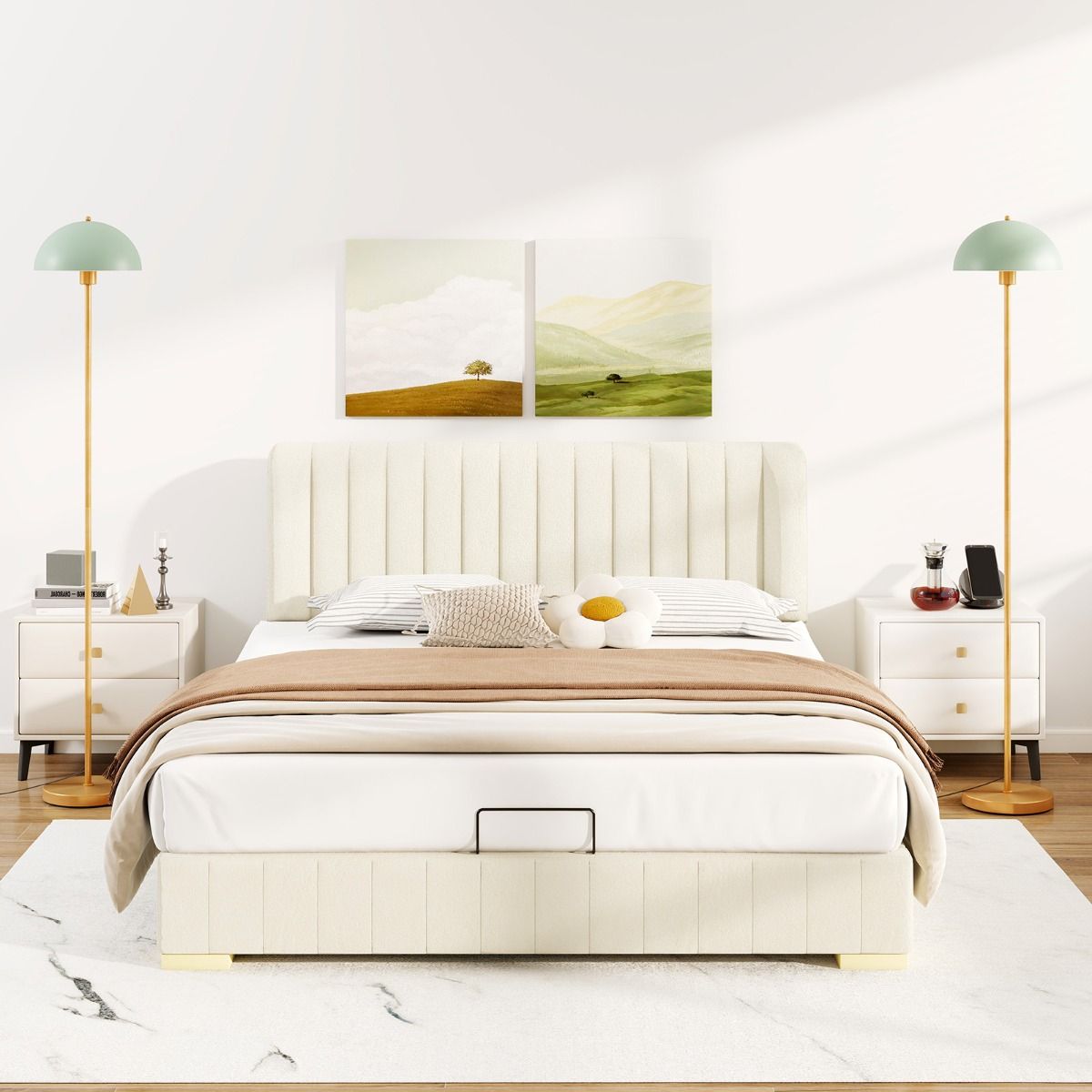Coast Stehlampe – verstellbarer Lampenkopf – bruchsicherer Lampenschirm – gold, grün und weiß – 163 cm