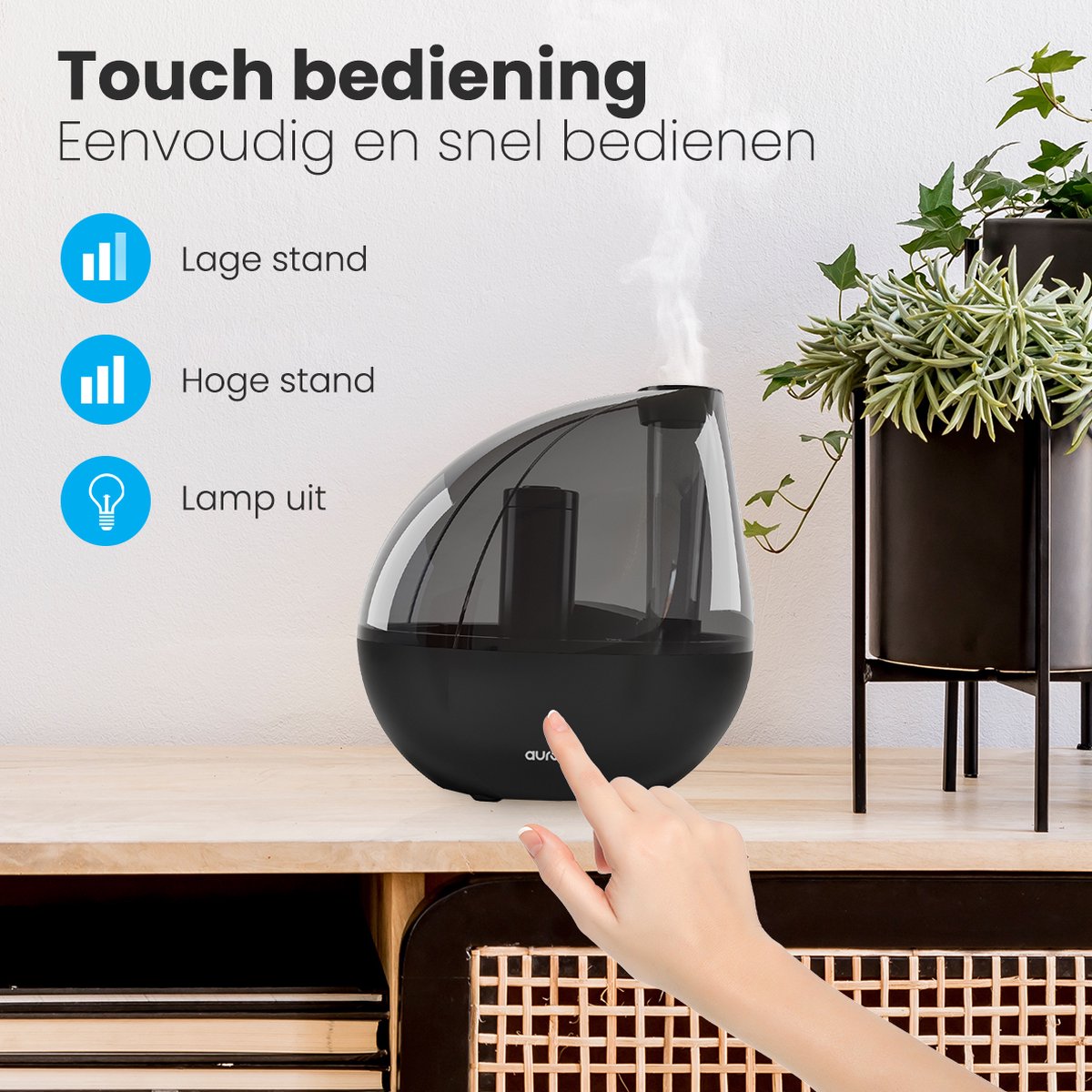 Auronic Luftbefeuchter - Geeignet für Babyzimmer & Schlafzimmer - Inklusive Wasserfilter - Schwarz