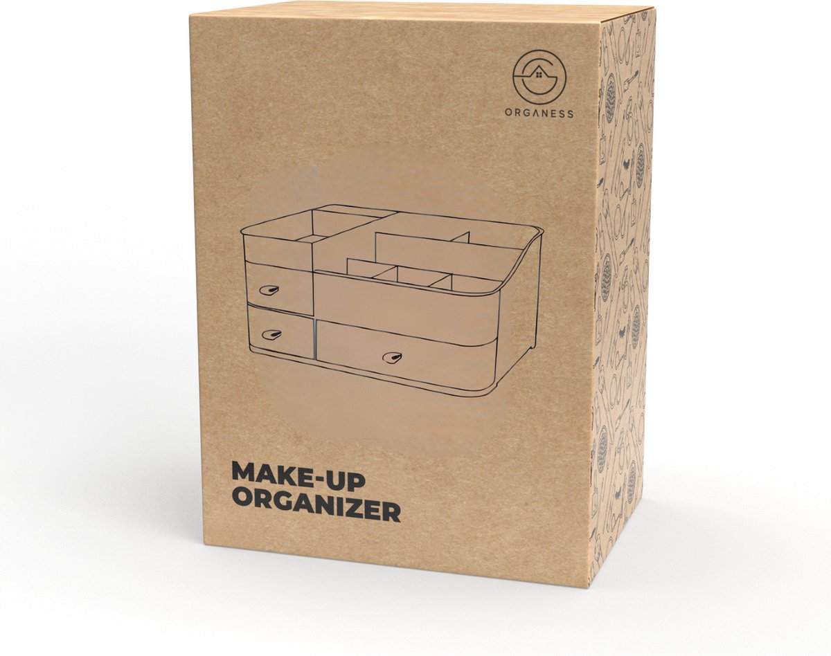 Organess Make-up-Organizer 2024 - Grünes Acryl - 3 Schubladen & 2 Fächer - Aufbewahrungsbox für Hautpflegeprodukte