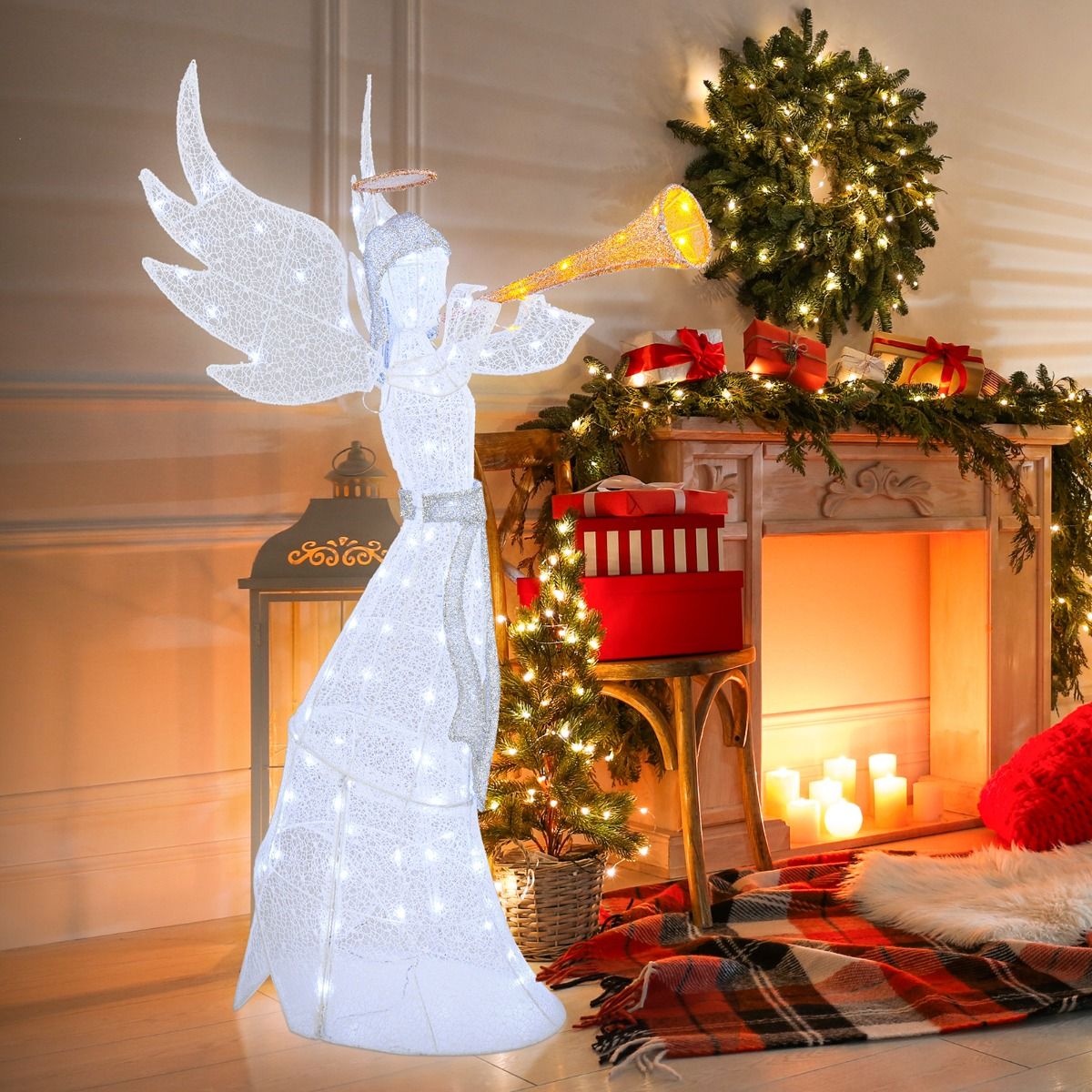 Coast Beleuchteter Weihnachtsengel für drinnen und draußen - Warm- und kaltweiß - 100 LED - IP44 - 88 x 58 x 156 cm