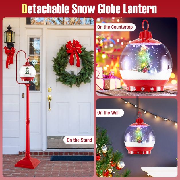 Coast Christmas Lantern Pole - Schneeball - Soundeffekte - 32 x 32 x 173 cm - Rot