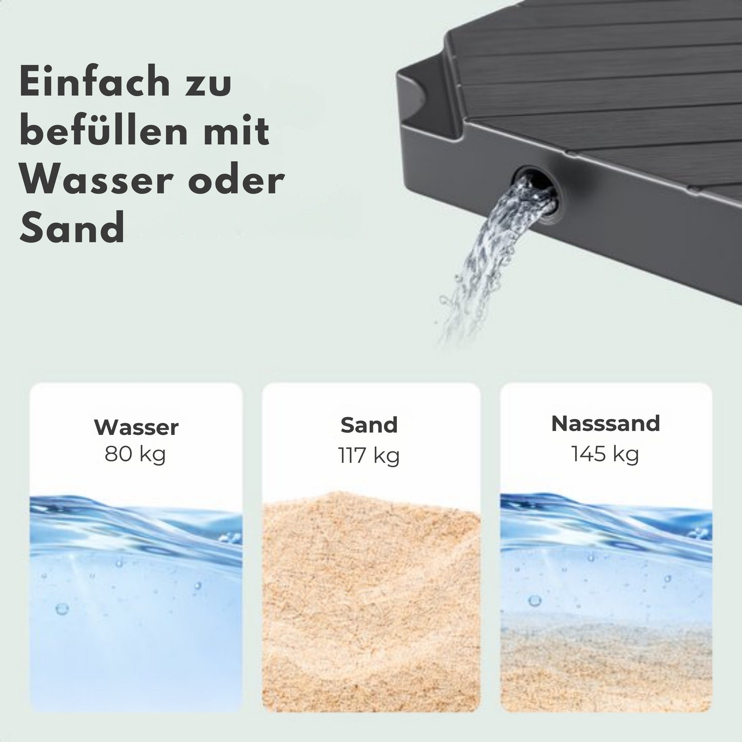 Lifegoods Sonnenschirmfliesen - 4er Set - 50x50x11 cm - Befüllbar bis 145 kg - Dunkelgrau/Schwar