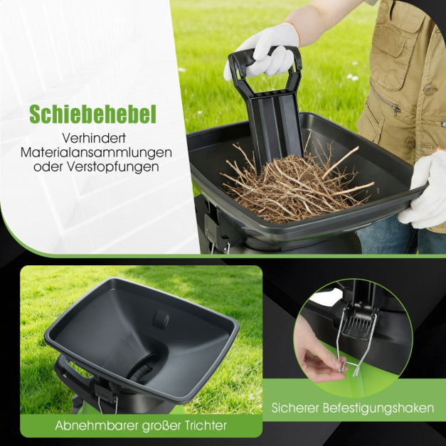 Coast Elektrischer Gartenhäcksler 3000 W – Äste bis 45 mm – 50 l – Grün