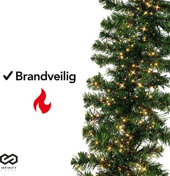 Infinity Goods Girlande mit Lichtern - Weihnachtsschmuck - 500CM - Weihnachtsgirlande - Weihnachtsschmuck - 100 LED - Grün