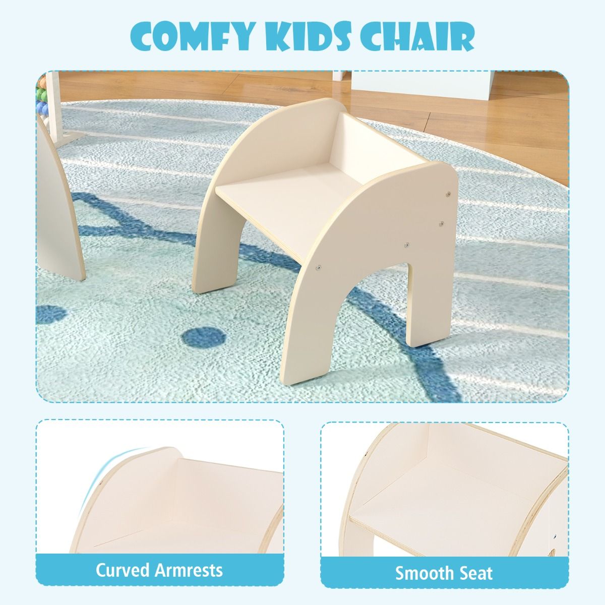 Coast Kindertisch mit 2 Holzstühlen - 60 × 60 × 52 cm - Naturholz