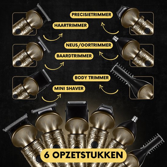 6-in-1 Bartschneider Herren - Trimmer für Bart und Körper - Inkl. 6 Aufsätze - Sansbeauté® - Body Groomer Herren - Body Trimmer Herren - Haartrimmer - Clippers - 0.5-15MM - Nase und Ohren - Trimmer - Bartmaschine - Multigroomer