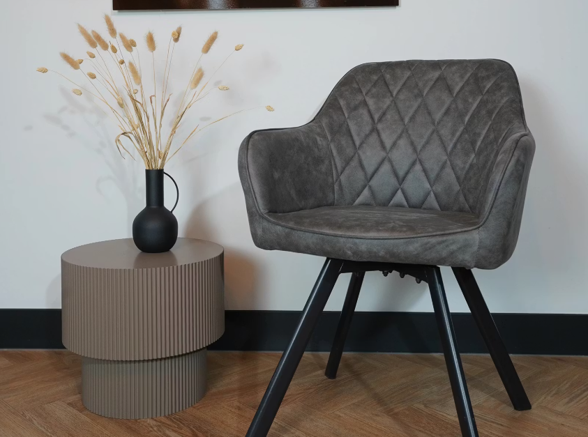 Furniture31 Brione Esstisch-Drehstuhl - 2er-Set - Ergonomisch & Stylisch - 55x83x88 cm - Grau
