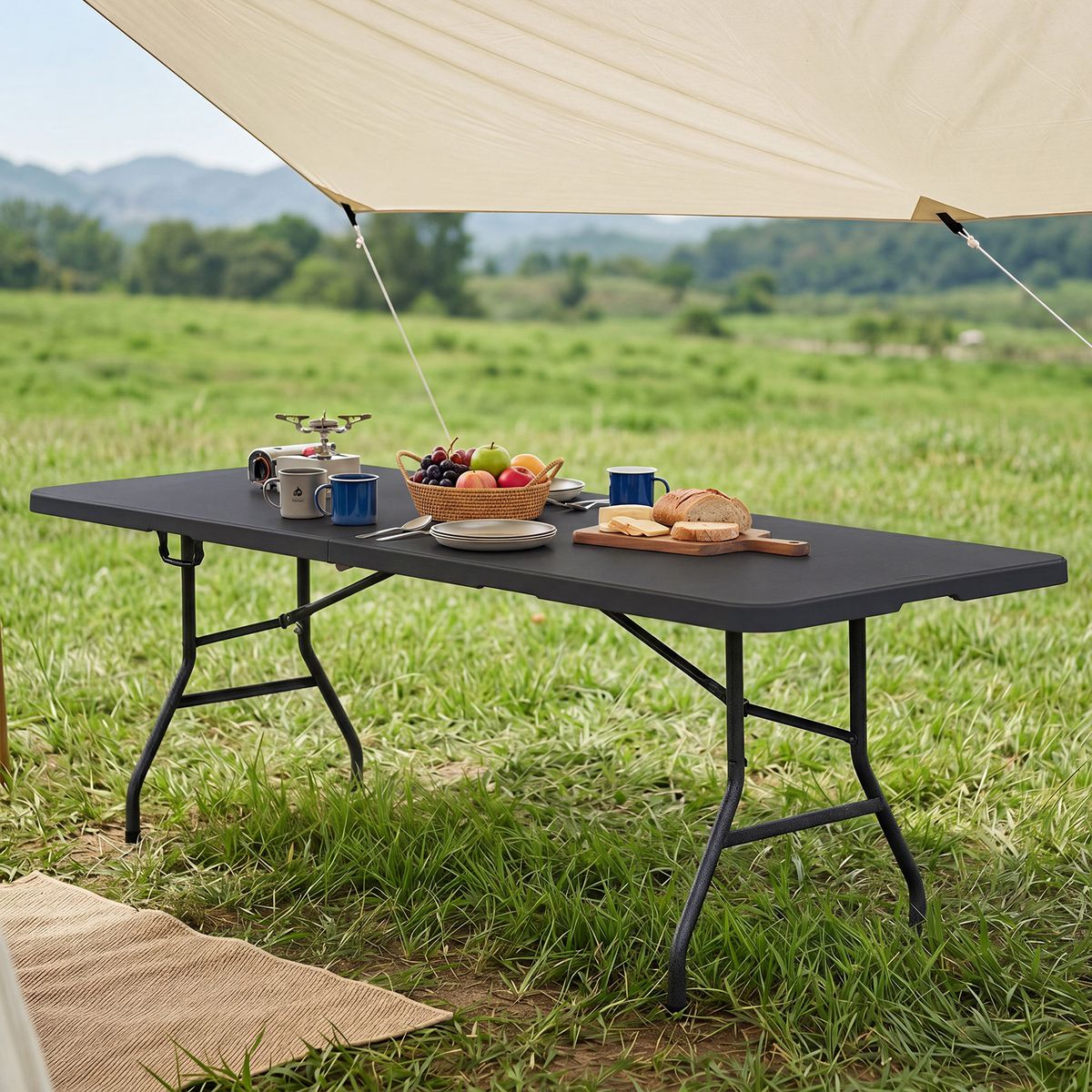 Coast Klapptisch für den Garten – für 10 Personen geeignet – Tragegriff – schwarz – 244 x 75 cm