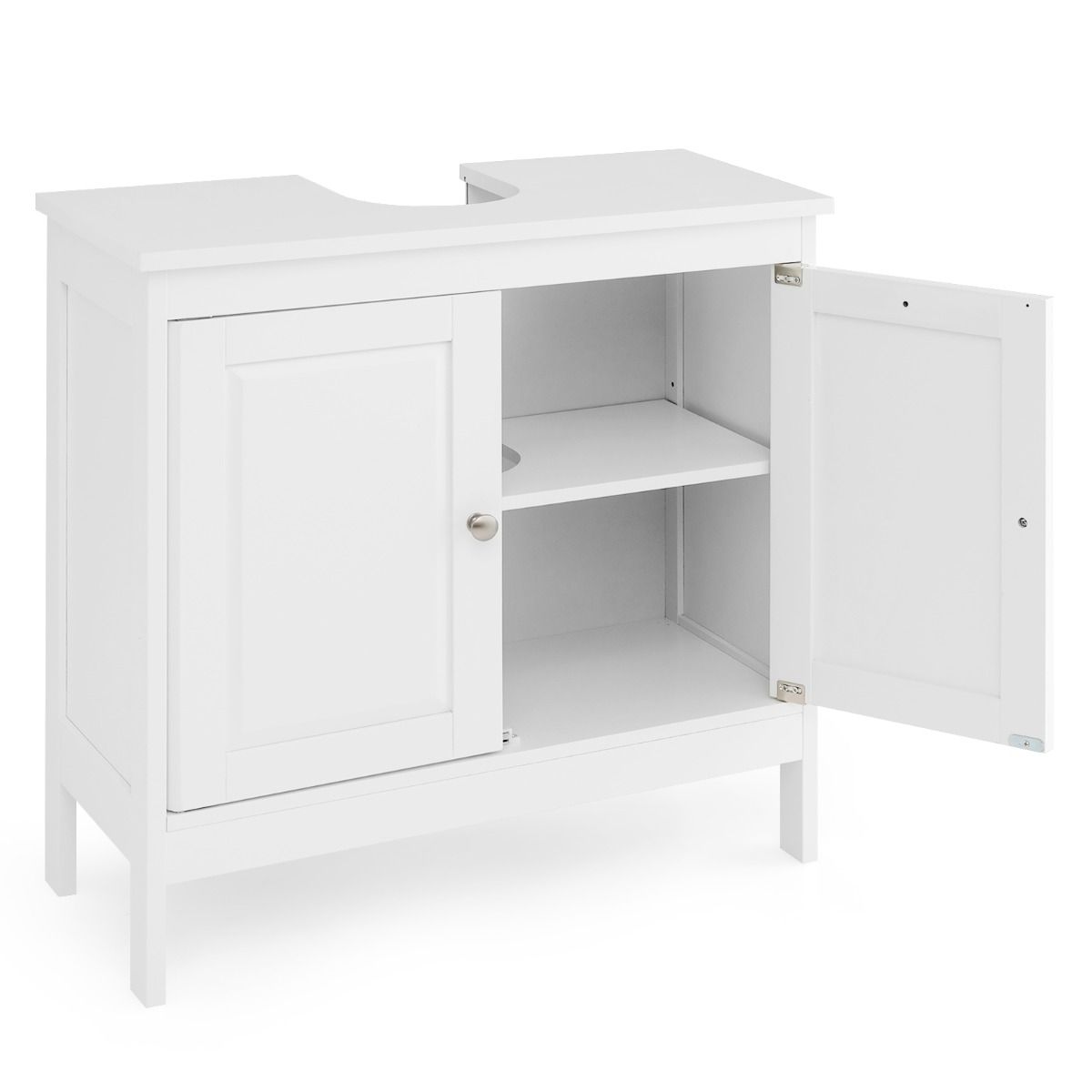 Coast Unterschrank Waschbecken - 60x30x62 cm - Weiß - Badezimmerschrank mit 2 Türen und verstellbarem Einlegeboden
